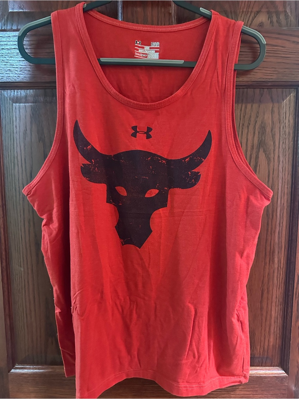 Under Armour Red Boys' Tank Top with Black Bull Logo
